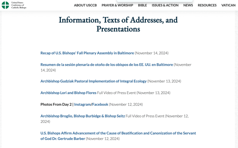 Registro del evento en el que no hay participaciones del cardenal Robert Prévost